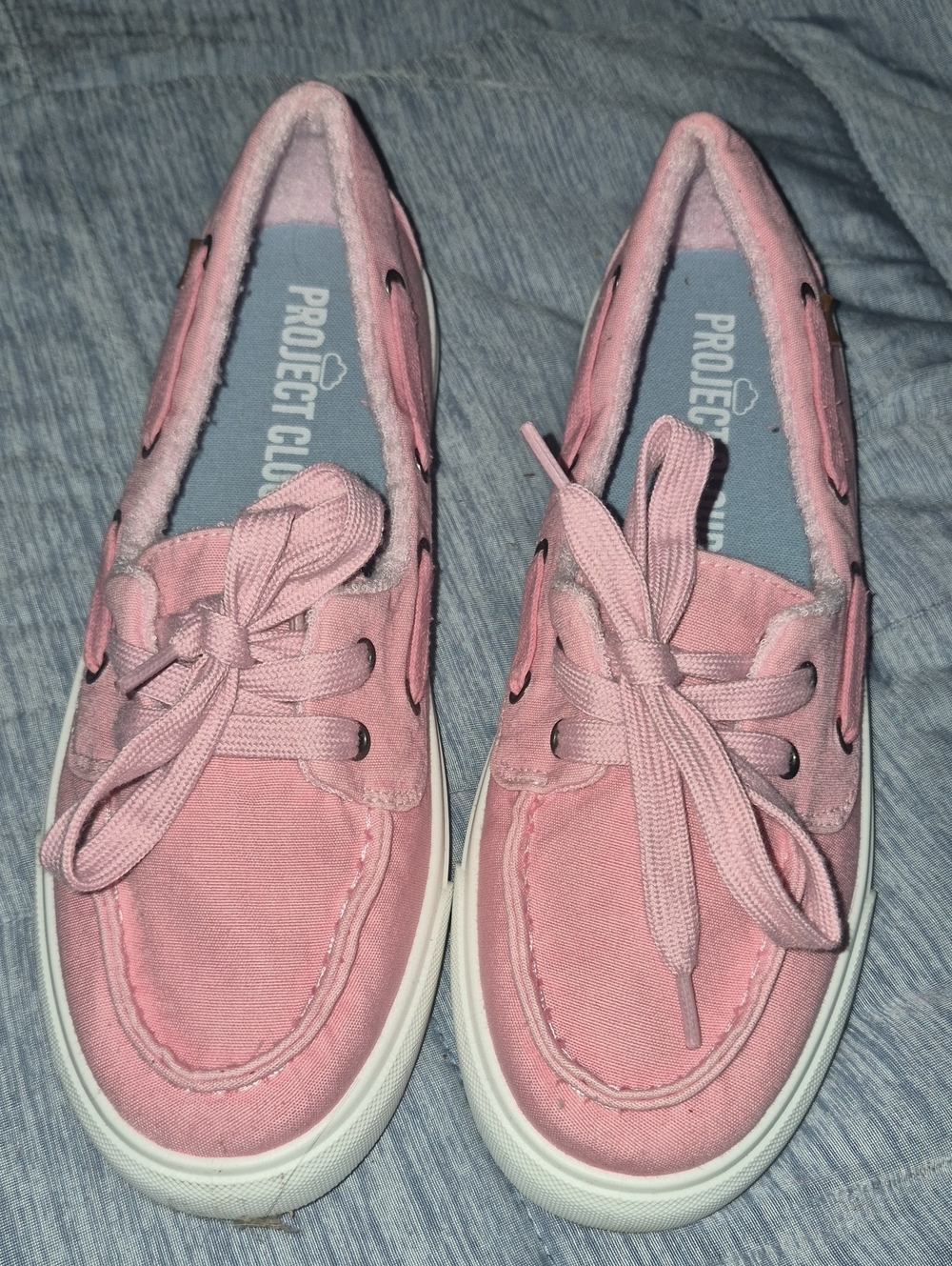 Project Cloud Women’s Pink Canvas Boat Shoes Size 9 Nwob